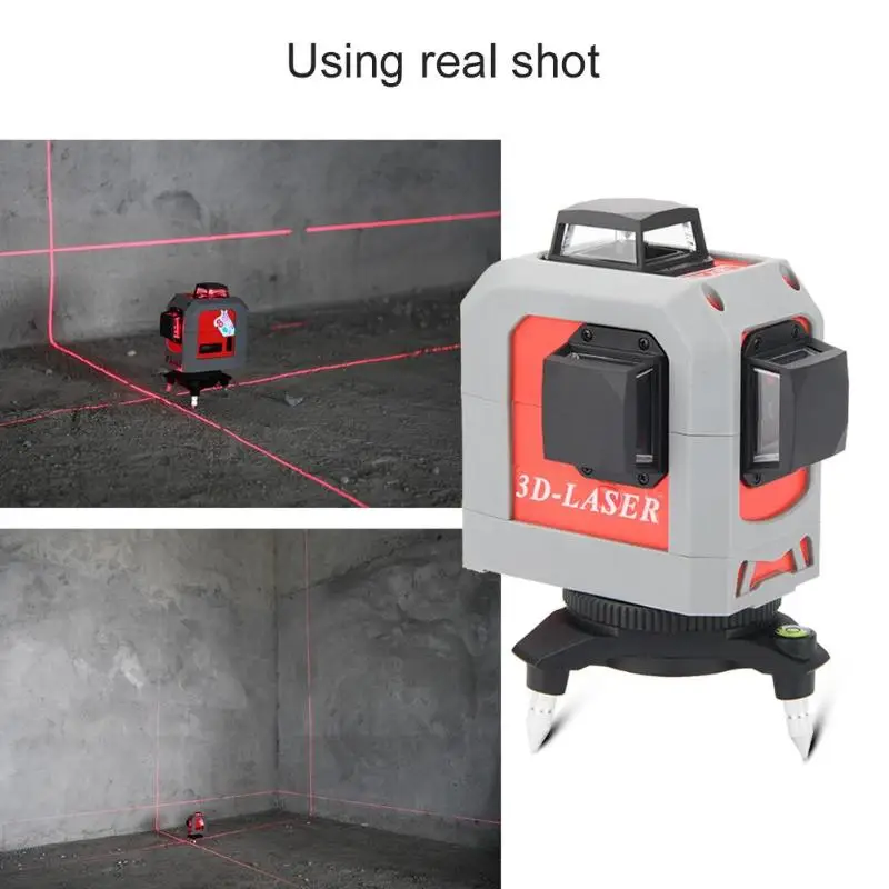 12 Lines 3D Laser Levels Self-Leveling 360 Degree Horizontal Cross-Line Laser Red Beam Line Measuring Instrument