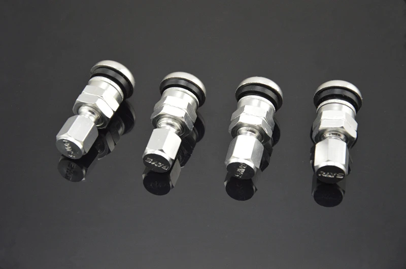 Valve Stems 4 x Bolt in Aluminum Car Tubeless Wheel Tire Valve Stems With Dust Caps Titanium
