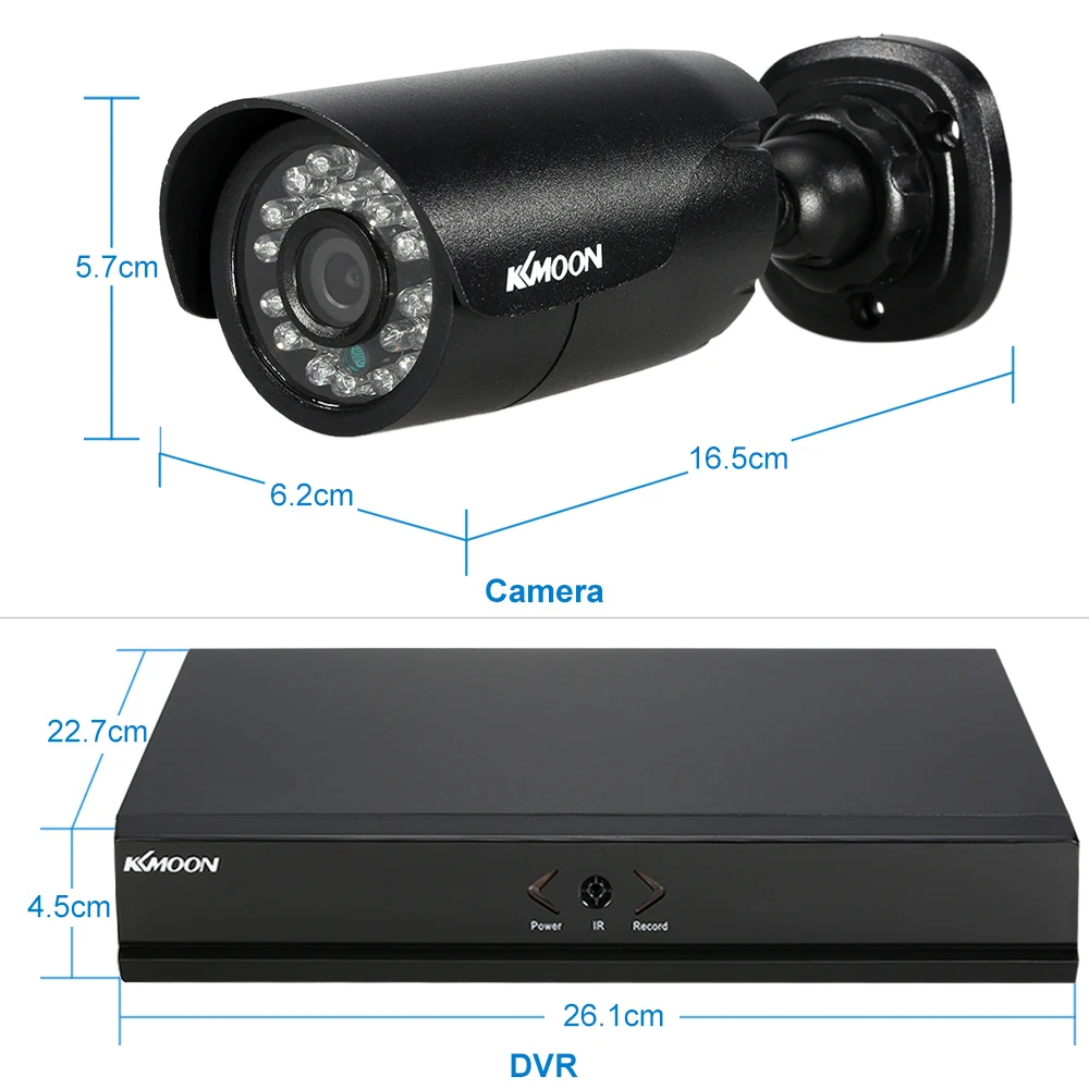 KKMOON 16CH 960H D1 CCTV DVR рекордер комплект 12 шт. 800TVL цилиндрическая камера безопасности Система ИК Всепогодная система наблюдения комплект