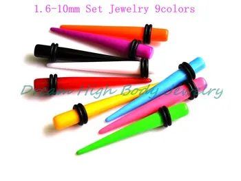

New Arrival 9colors Ear Expander Taper Stretching stretchers Earring Ear Piercing Jewelry UV Acrylic 1.6-10mm Hot Sale Kit Set