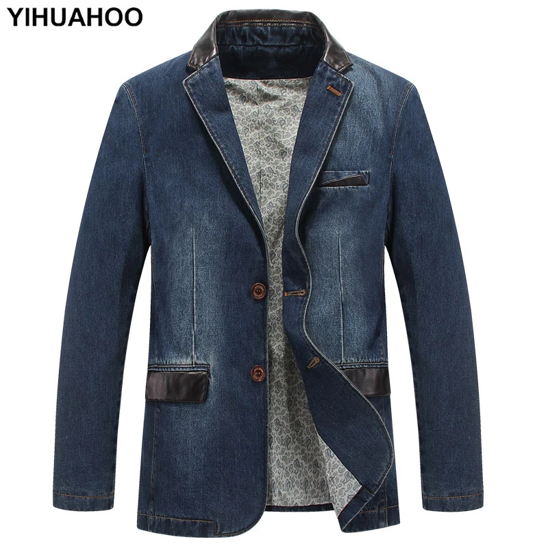 

YIHUAHOO Casual Denim Jacket Men Cotton Coat 3XL 4XL Male Brand Clothing Stylish Spring Autumn Suit Blazer Jean Jacket Men