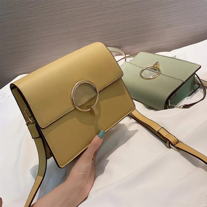 

New Fashion Brief Metal Round Buckle Mujer Messenger Feminina Bags for 2019 Flap Women Crossbody Bag Female Shoulder Bag #1335