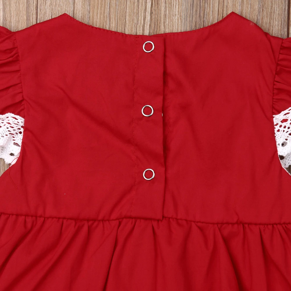 UK/Рождественская Одежда для новорожденных девочек от 0 до 24 месяцев кружевной Детский комбинезон платье спортивный костюм повязка на голову, комплект одежды