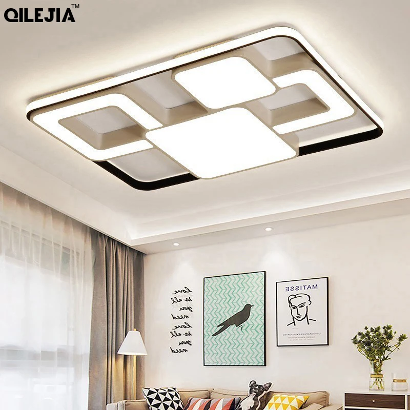 

Rectangle Led Ceiling Chandelier Lighting Bedroom Living Room With Remote Control AC85-260V Indoor Home Lights Fixtures Lustre