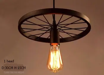 

Retro industry Loft industrial wind Pendant Lights creative personality bar retro Cafe dining room lamp iron wheel GY298