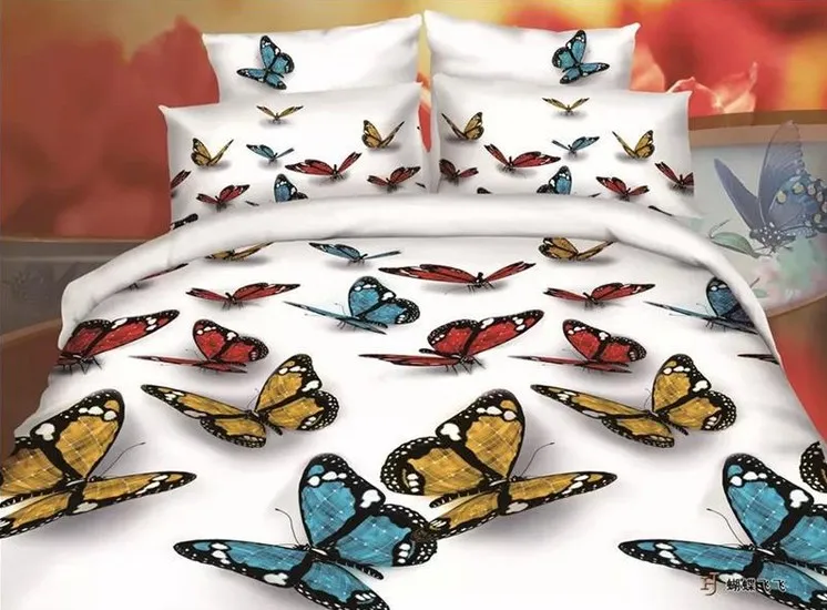 3D Bedding set colorful butterfly bedspread bed sheets quilt duvet