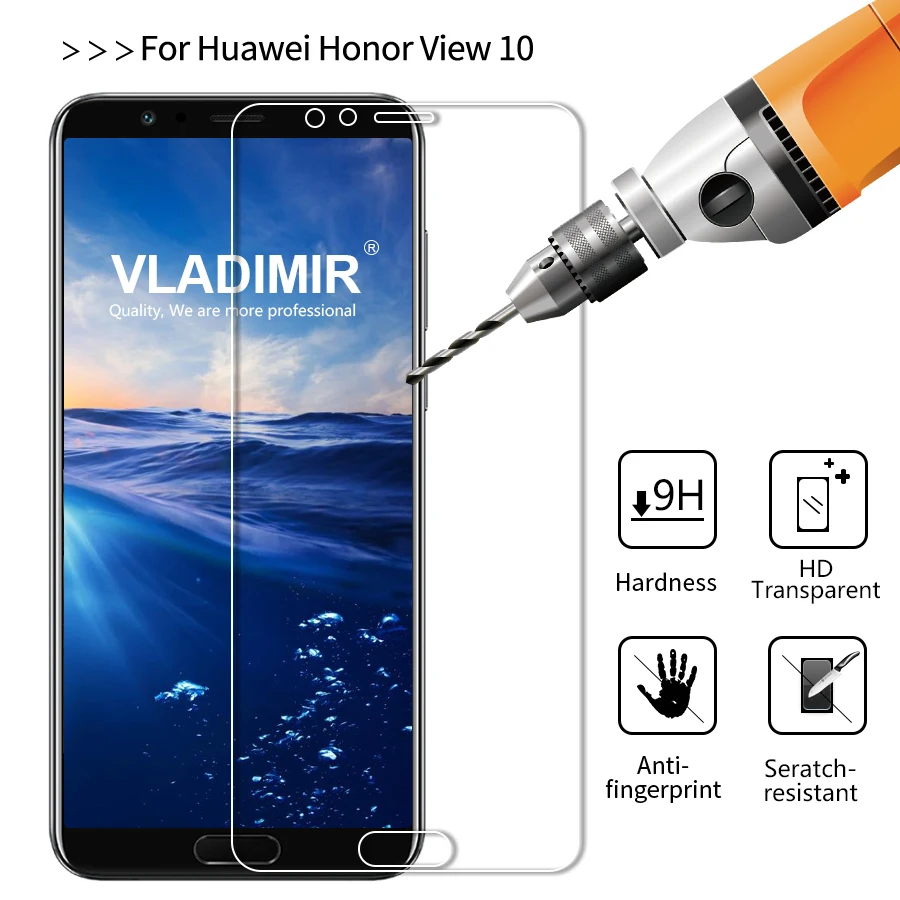 Vladimir 9 H 2.5D не полное покрытие закаленное стекло для huawei Honor View 10 экран протектор V10