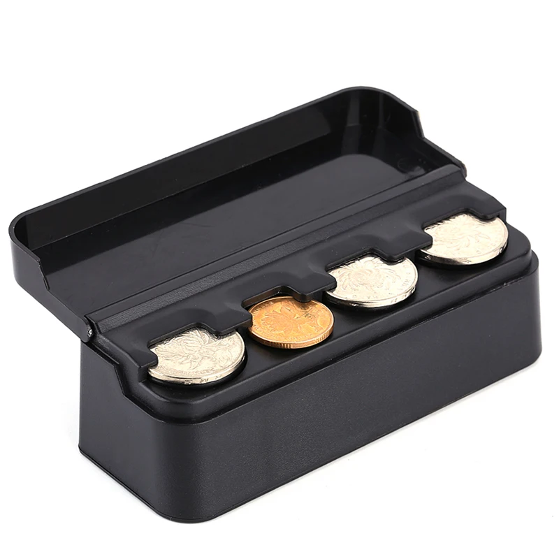 4 Grid Plastics Car Coin Money Storage Box Organizer Case Loose Change