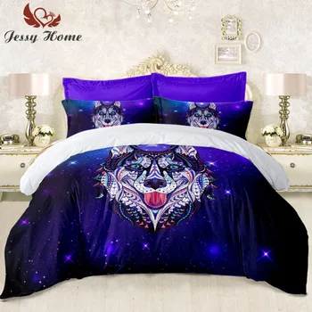 

Animal Galaxy Series Husky Dog Pattern Bedding Set 3pcs Duvet Cover Set Bed Linens Coverlet with Pillow Covers
