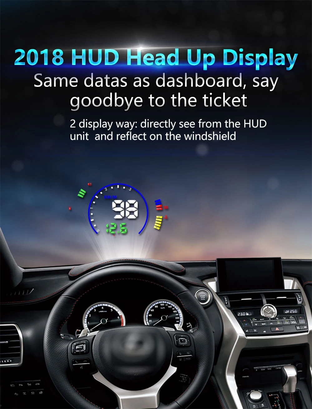 Kebidumei автомобильный HUD Скорость ometer Head Up Дисплей OBD2 лобовое стекло цифровой Скорость проектор через Скорость сигнализации OBD2 для всех транспортных средств