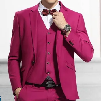 

2019 Tailored Fahsion Suits Men Slim Fit For Wedding Prom 3 Piece Groomsmen Suits Groom Tuxedos Men Suit Set (Jacket+Vest+Pants)