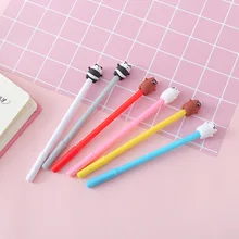 1 шт., креативная мультипликационная гелевая ручка с милым медведем, Kawaii, черные чернильные ручки для школьников, канцелярские принадлежности для детей, PH121