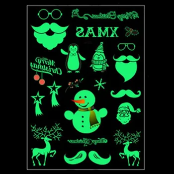

Luminous Tattoo Glow In The Dark Glitter Christmas Tatoo Flash Fluorescent Temporary Tattoos Stickers Water Transfer Body Art