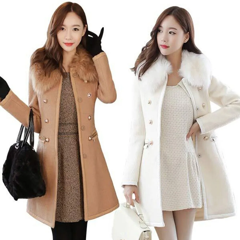Winter Warm Womens Black White Brown Color Faux Fur Collar