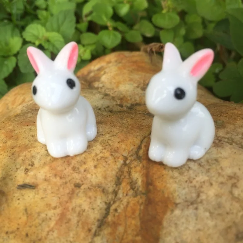 

10 PCS Lovely Miniature Mini Resin Rabbit Garden Fairy Ornament Flower Plant Pot Home Figurine Animal Decor