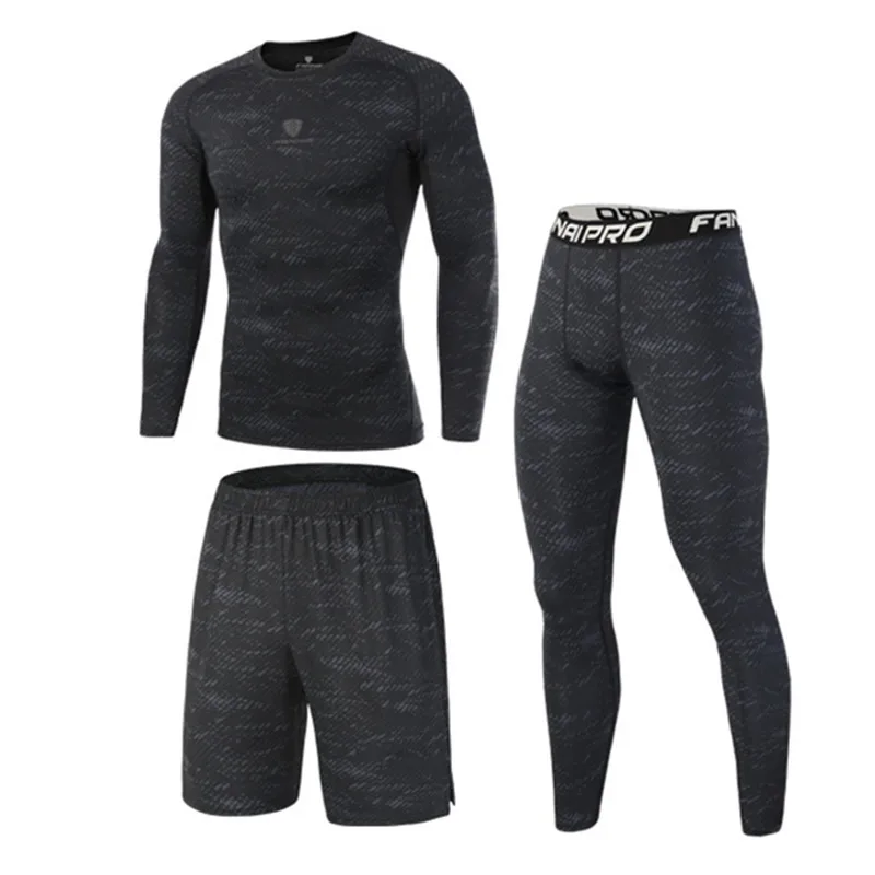 Skup MMA Fightwear Muay Thai Men MMA zestaw bokserski koszulka kompresyjna + spodnie + spodenki Rashguard KickBoxing dopasowana długa koszulka spodnie