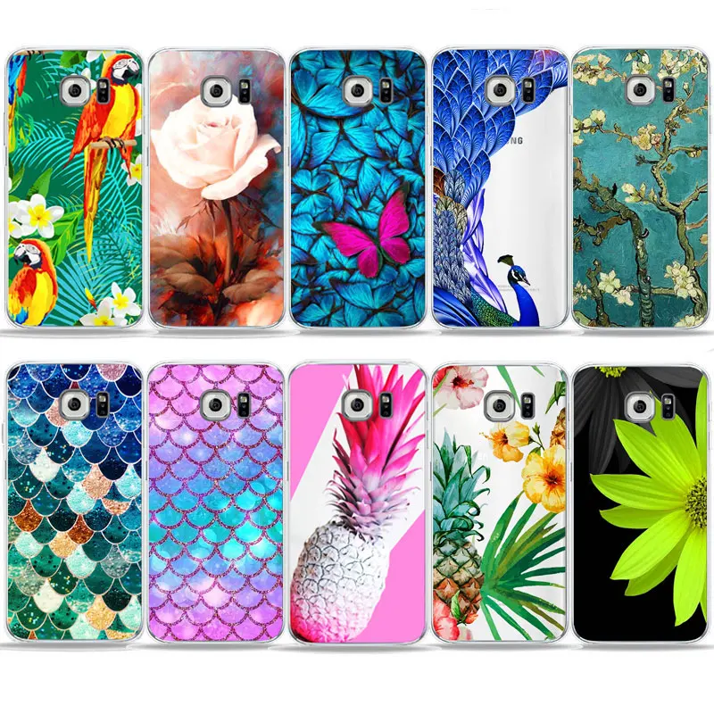 

Vintage Tropical plant flower parrot Patterned phone Case For SamSung S7 Edge S8 S9 Plus S6 S5 A6 2018 Hard PC Silicone cover