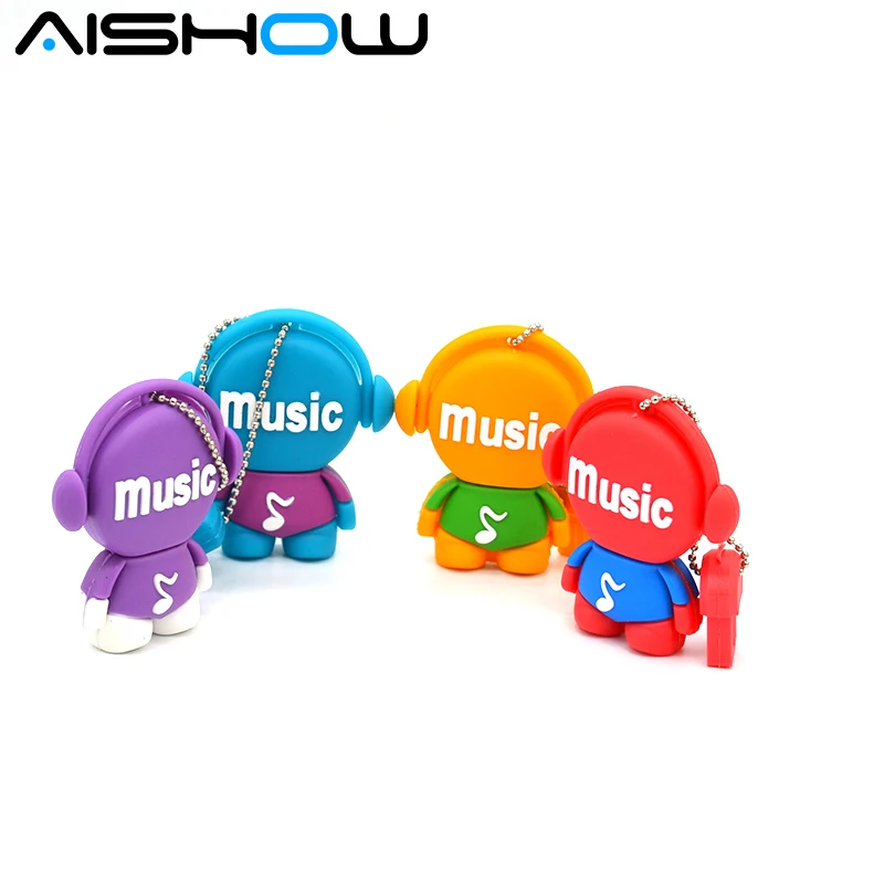 Дешевый Флеш накопитель мультфильм Music Man 2 ГБ 4 ГБ 8 ГБ 16 ГБ 32 ГБ 64 ГБ основная музыкант карту флэш памяти с интерфейсом usb флэш памяти флешки подарок