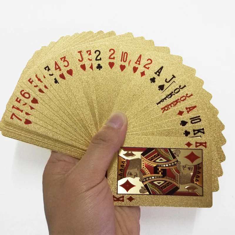 24 K or cartes à jouer Guan Yu jeu pont feuille d'or Set plastique magique carte étanche cartes magique
