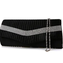 Frauen Satin Strass Abend Handtasche Damen Kupplung Kette Handtasche Braut Hochzeit Schultertasche Kostenloser Versand
