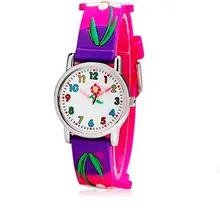 Модные повседневные милые цветы мультфильм часы для детей Резиновые наручные часы Аналоговые водонепроницаемые кварцевые часы