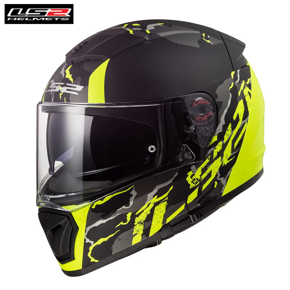 

*Free PINLOCK* LS2 FF390 BREAKER Full Face Motorcycle Helmet Men Racing Casque Moto Motor Helm FELINE Matt Black Hi-vis Yellow