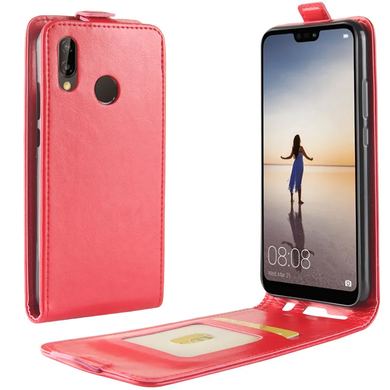 Для huawei P20 Lite чехол, кожаный чехол, защитный чехол, Funda для huawei P 20 Lite, флип чехол s - Цвет: red