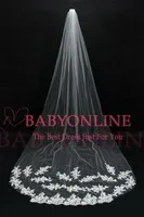 veu de noiva longo Romatic 2015 Charming Appliques Lace Wedding Veil With Comb Bridal Veils Long  Wedding Accessories