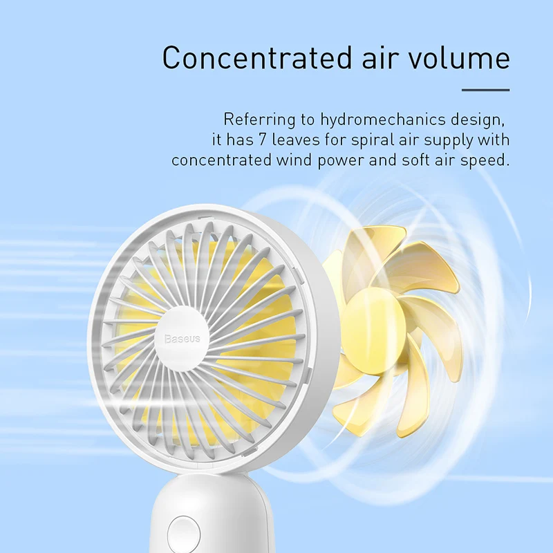 Baseus Portable USB Fan Handheld Mini Fan With LED Light Summer Cooler Cooling Electric Fan 3 3