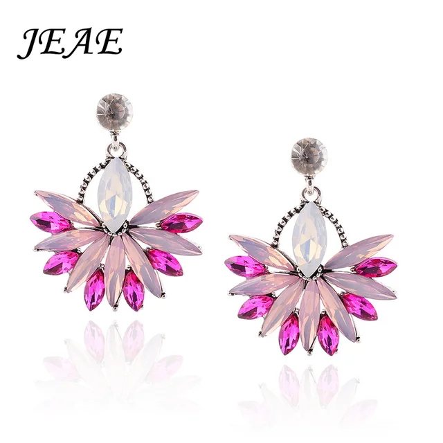 Jeae High Quality Pink Crystal Drop Earrings For Women 2017 Hot Jeae High Quality Pink Crystal Drop Earrings For Women 2017 Hot Elegant Lady Fashion Wedding