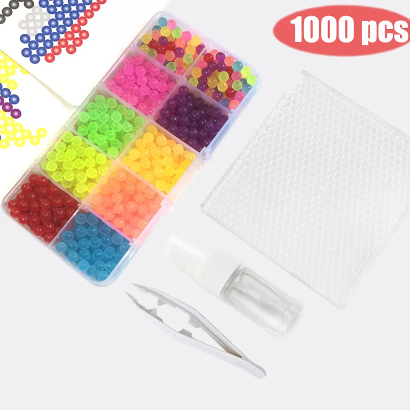 

Clear Water beads jouets hama sticky perler fuse beads jigsaw toys Water pegboard set Water beadbond kids DIY 3D educational toy