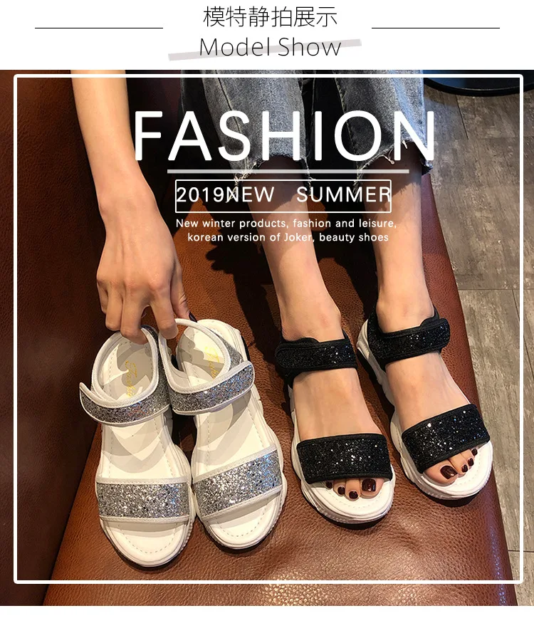 Women Sandals Summer New Flat with thick sole Gladiator Sandal Women Canvas Student Casual fashion Rome Shoes 35-40