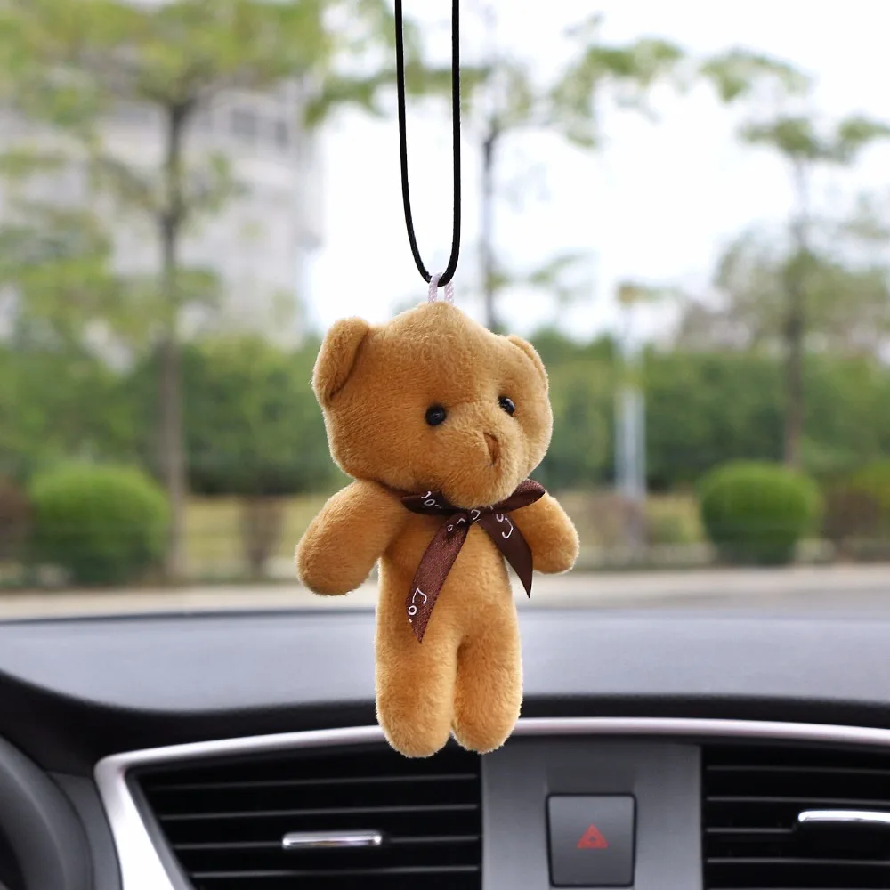 

Car Pendant Plush Stuffed Cute Bear Decoration Hanging Ornament Automobile Rear View Mirror Suspension Tie Bear Accessories Gift