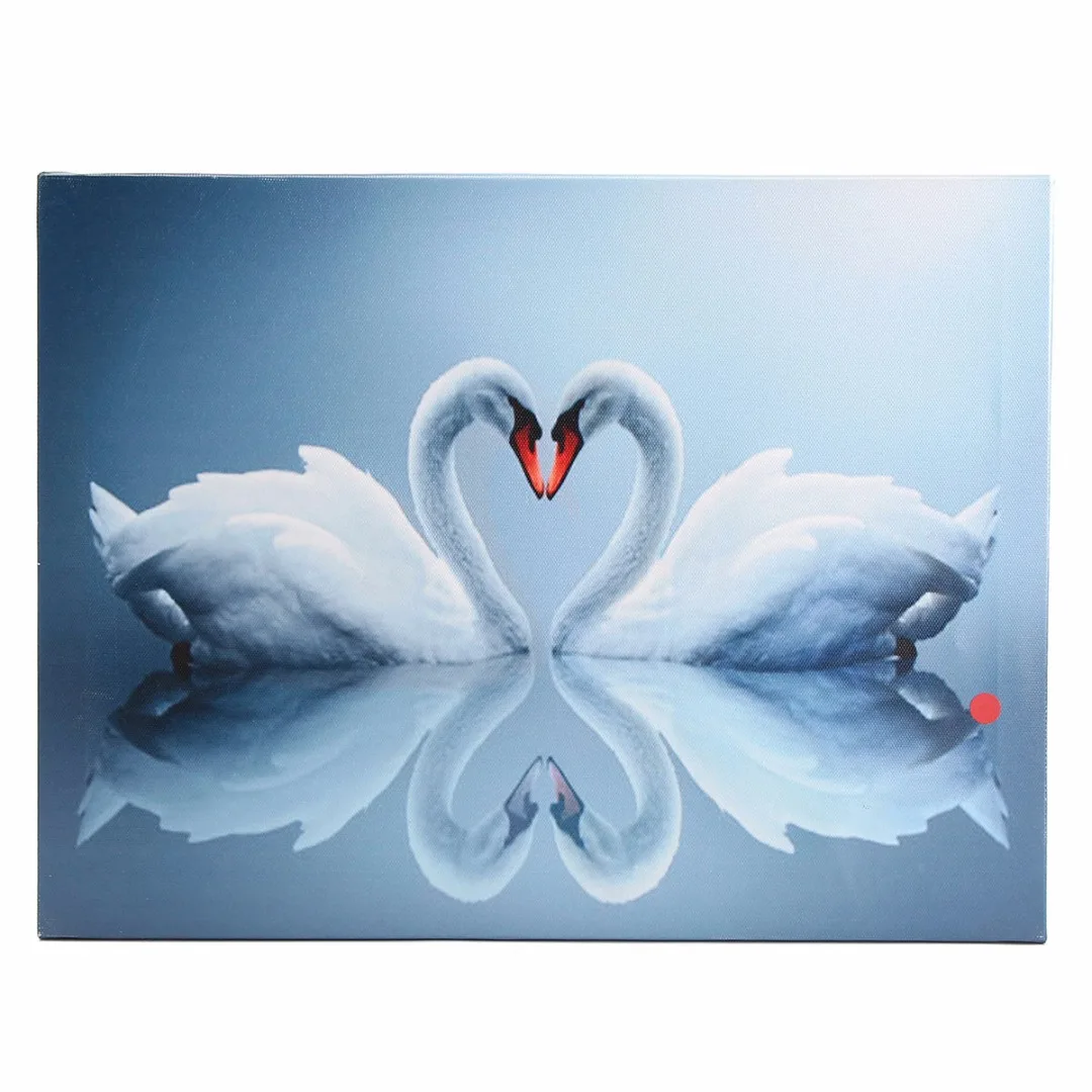 LED Light Up Love Swan Canvas Print Picture Wall Hanging Christmas Decor 30x40cmCanvas Wall Art Pictures Home Decor Living Room