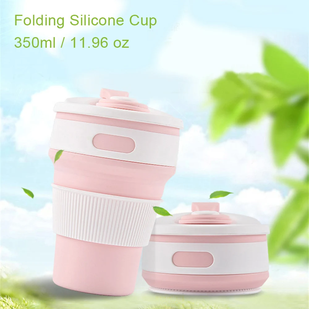 

350ml Portable Silicone Coffee Mugs Retractable Silicone Drinking Water Cup Leak proof Folding Gargle Cup For Outdoor Travel