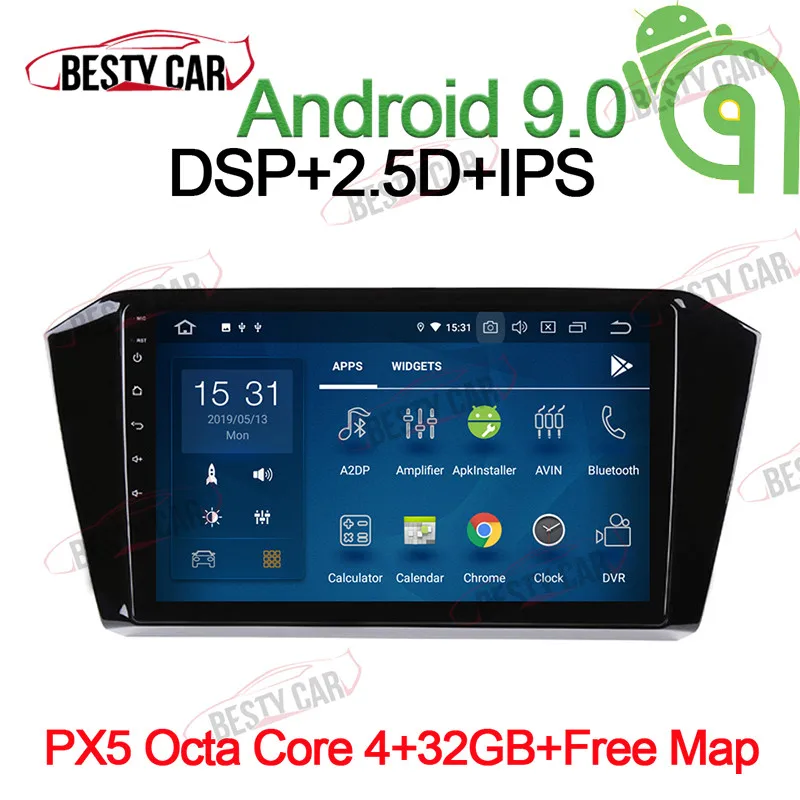 

10.1" Android 9.0 Car Multimedia Player Stereo GPS Navigation for VW Magotan Passat B8 2015 16~18 Head Unit Radio DSP 2.5D+IPS