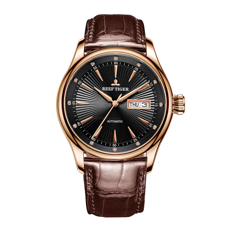Новинка Риф Тигр/РТ классические брендовые часы с датой день розовое золото автоматические часы для мужчин RGA8232 - Цвет: RGA8232PBS