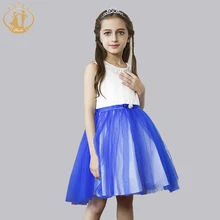 Fashion Girls Dress Pink Rose Bow Sashes Wedding Birthday Party Kids Clothes Princess Dress Vestidos vestido