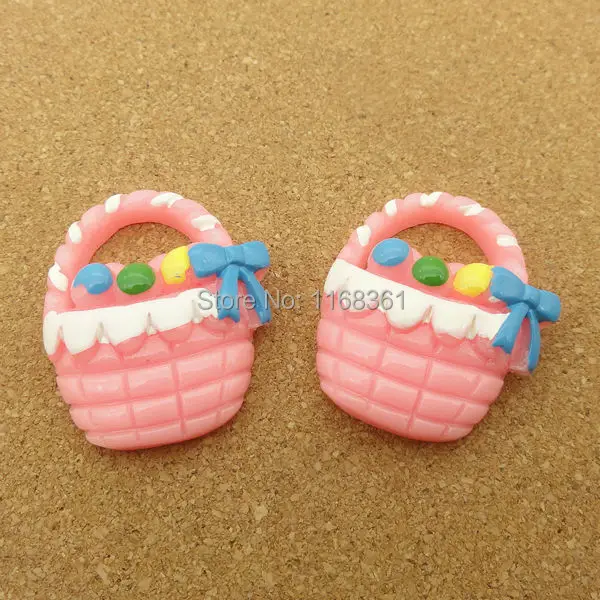 1pcs/lot resin flat back Halloween pink fruit basket 28mm Cabochons Scrapbooking Hair Bow Center DIY Christmas decration C118-1