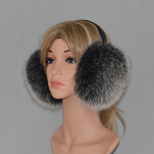 frost black Зимние женские натуральный мех лисы наушники женские теплые мягкие плюшевые меховые наушники с лисьим мехом русские теплые меховые наушники для девочек из натуральной лисы - Цвет: frost black