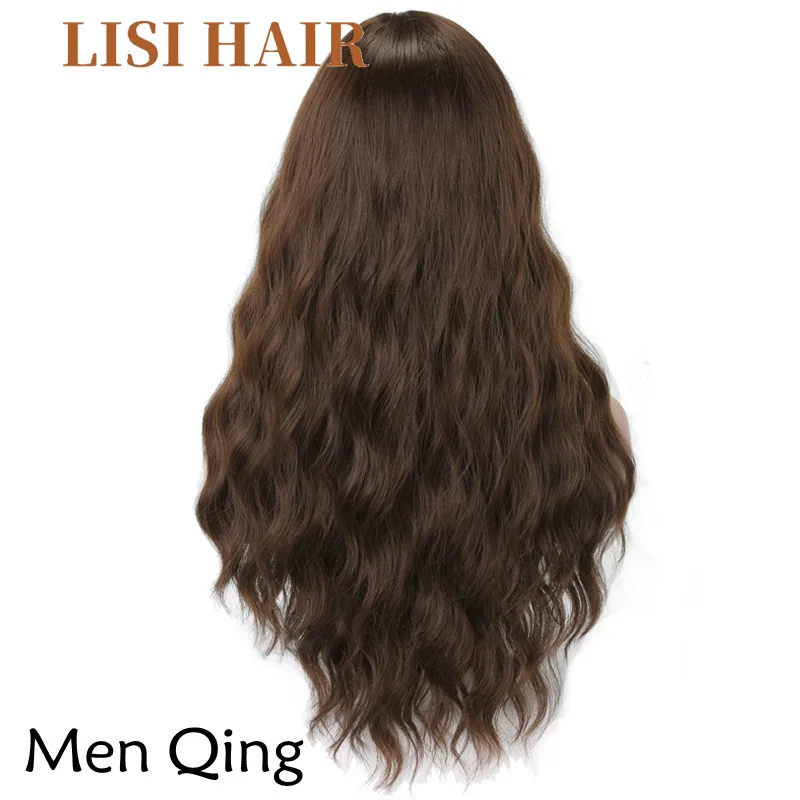 LISI HAIR 2" длинные смешанные коричневые женские парики с челкой водная волна Жаростойкие синтетические парики для женщин афро-американские