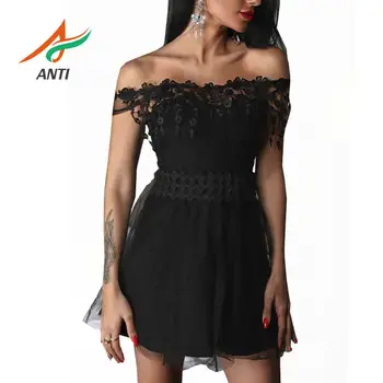 

ANTI 2019 New Arrival Elegant Women Short Prom Dress Black Princess Applique Fashion Women Black Prom Dress With Belt In Stock