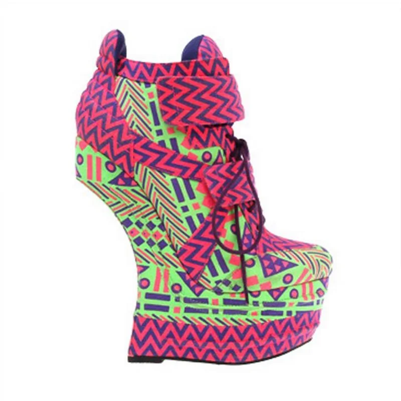 

2018 hot selling ultra high heel flower cloth strange style woman boots lace-up laser silver club stage shoes high platform