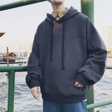 Autumn New Hoodies Men Hip Pop Popular Solid Color Pullover Campus Wind Art Little Fresh Cotton Letters Embroidered Hoodie Man 