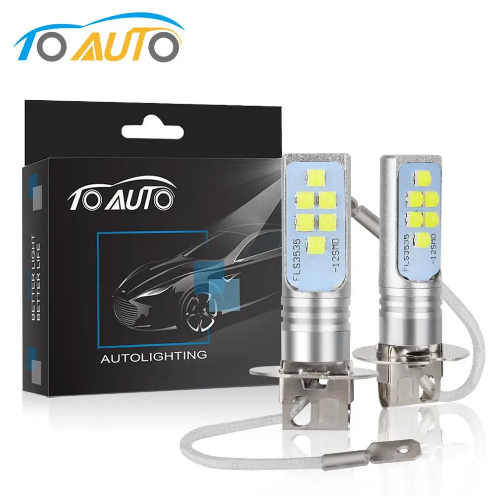 

2pcs H3 LED Bulbs Car Fog Light Lamp 12V 6000K White 1400LM Driving Lamp Auto LED Lights