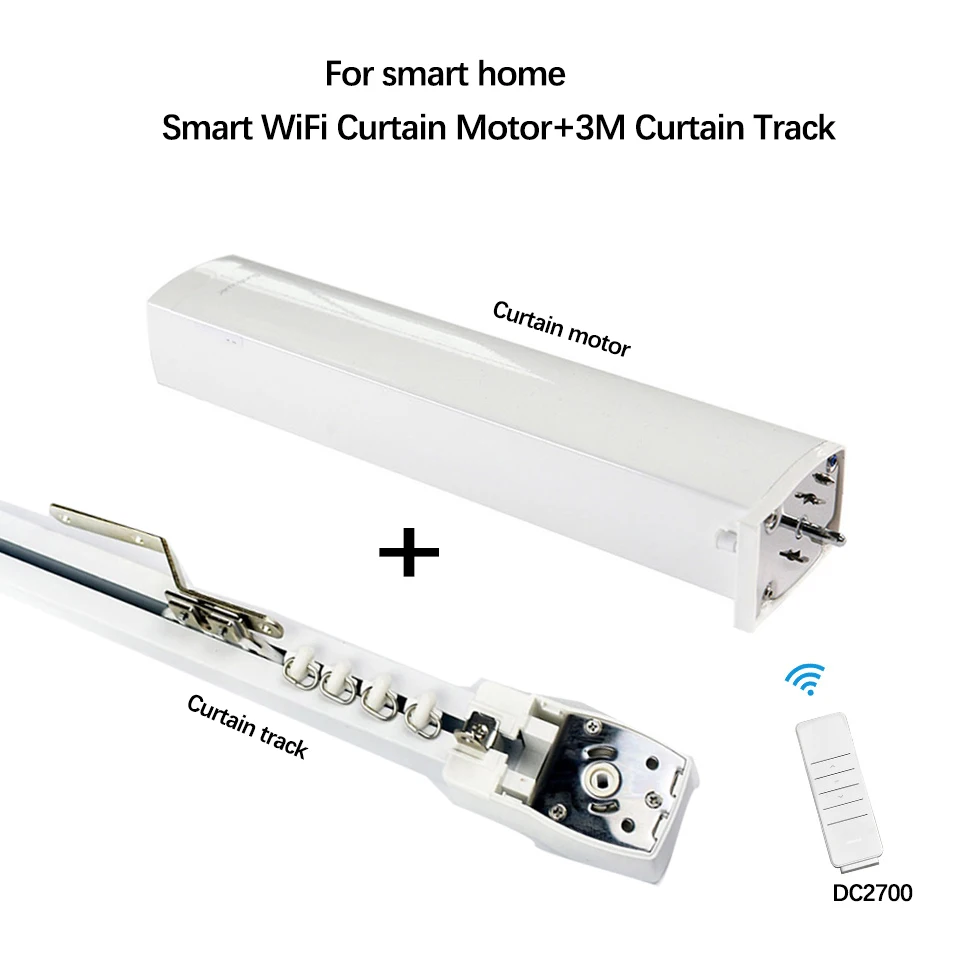 

Silent track 3M Curtain Rails Smart Wifi Electric Curtain Motor tuya smart smart life App +Dooya DC2700 433MHZ remote controller
