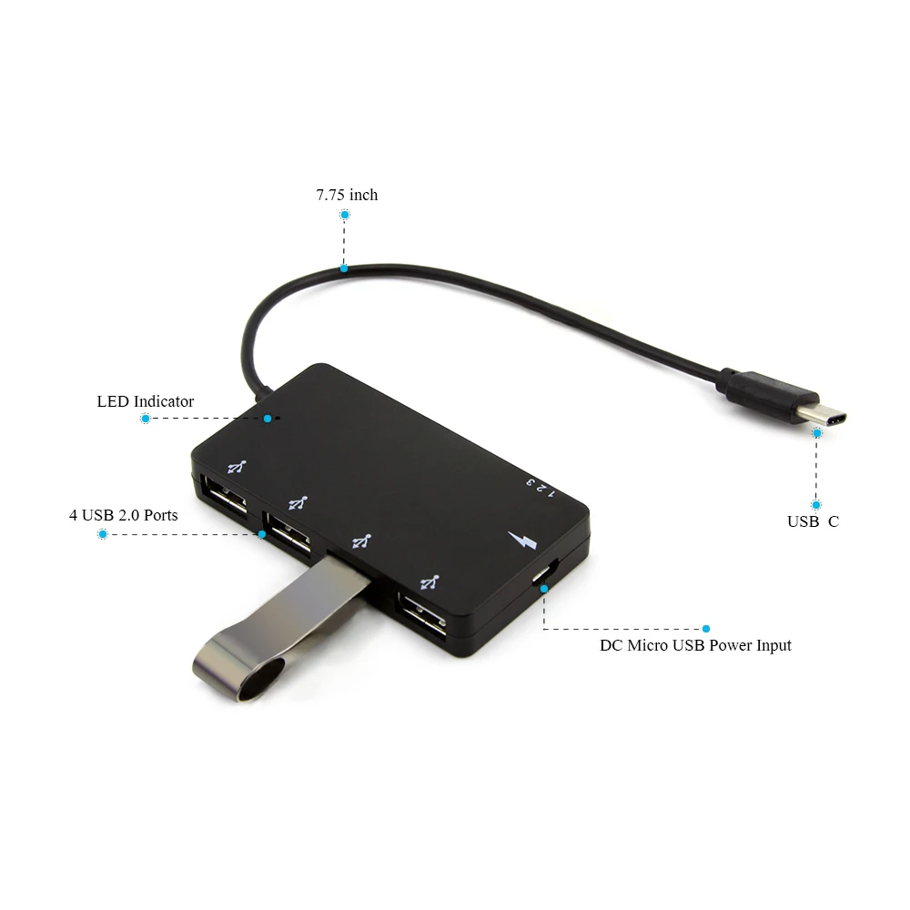 CHYI USB C Hub для 2 0 Micro порт зарядки 4 порта USB2.0 разветвитель адаптер Type OTG Macbook Pro