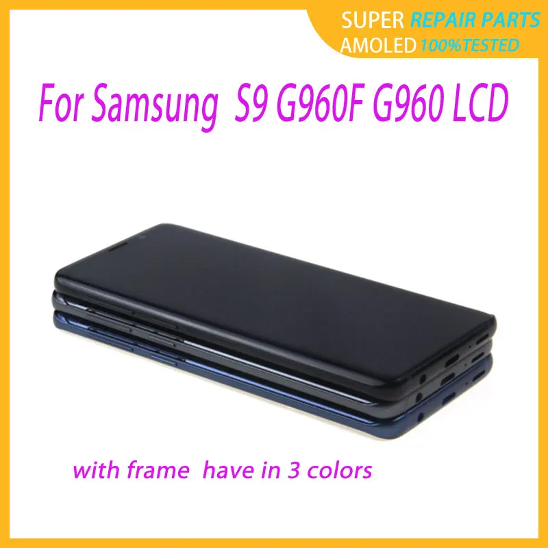 

S9 LCD with Frame for SAMSUNG Galaxy S9 LCD Touch Screen Digitizer Original S9 G960 G960U LCD Replacement Kit* 2560x1440