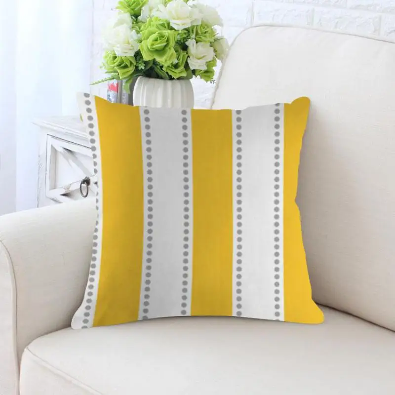 2 стороны печать простая наволочка с геометрическим рисунком желтый серый Полосатый треугольник волна подушка с геометрическим рисунком современный стиль для домашнего декора