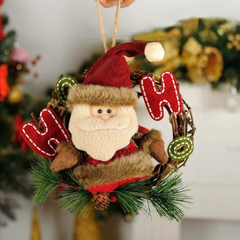 Рождественские украшения Гирлянда ротанга кольцо двери висит старик снеговик олень праздник окна макет сцены реквизит 007